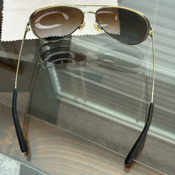 Michael Kors Gold and Brown Aviator Sunglasses